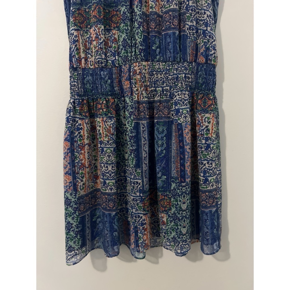 Ramy Brook Patchwork Printed Paris Dress Women’s Large Blue Sleeveless Mini - Picture 6 of 17